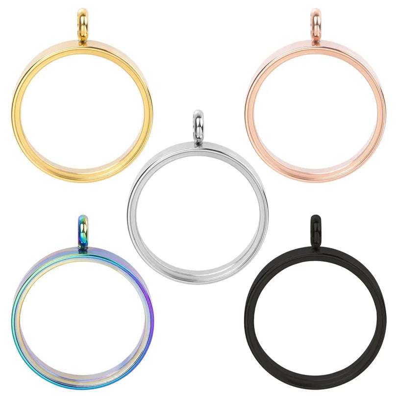 1 Piece 304 Stainless Steel 18K Gold Plated Circle Solid Color Polished Pendant