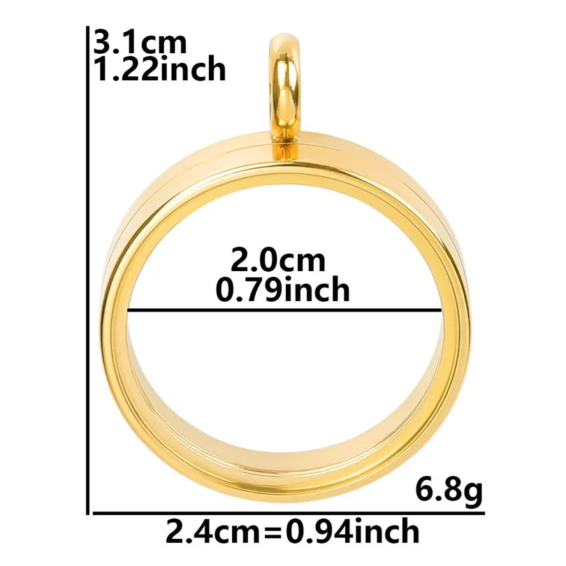 1 Piece 304 Stainless Steel 18K Gold Plated Circle Solid Color Polished Pendant