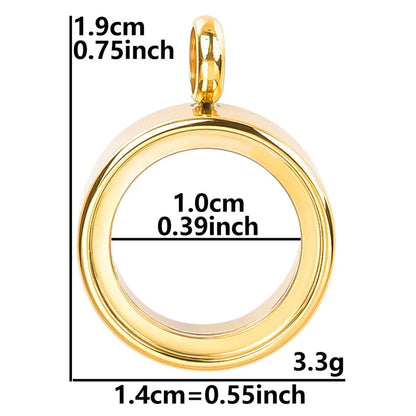 1 Piece 304 Stainless Steel 18K Gold Plated Circle Solid Color Polished Pendant