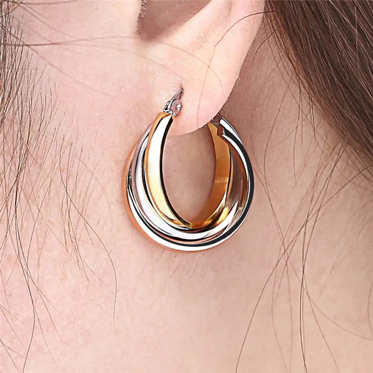 Simple Style Geometric Circle Stainless Steel Round Ellipse Earrings