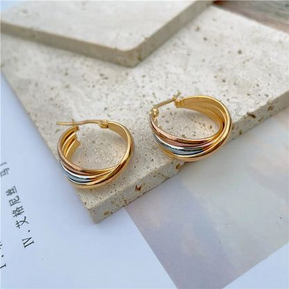 Simple Style Geometric Circle Stainless Steel Round Ellipse Earrings