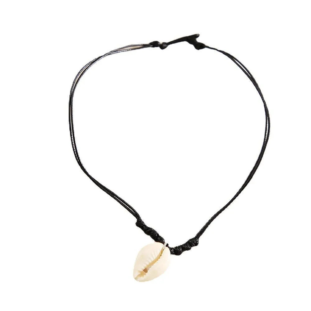 Simple Style Geometric Color Block Pu Leather Shell Plating Unisex Pendant Necklace