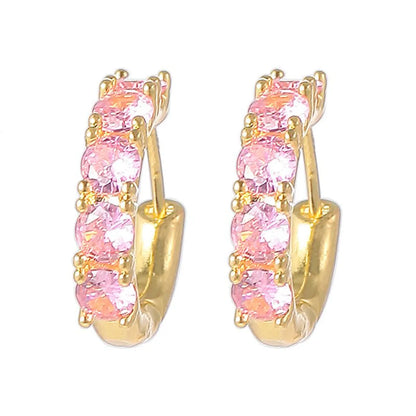 Simple Style Geometric Copper Gold Plated Zircon Hoop Earrings 1 Pair