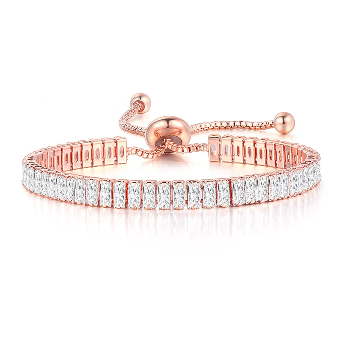 Simple Style Geometric Copper Inlay Zircon Bracelets 1 Piece