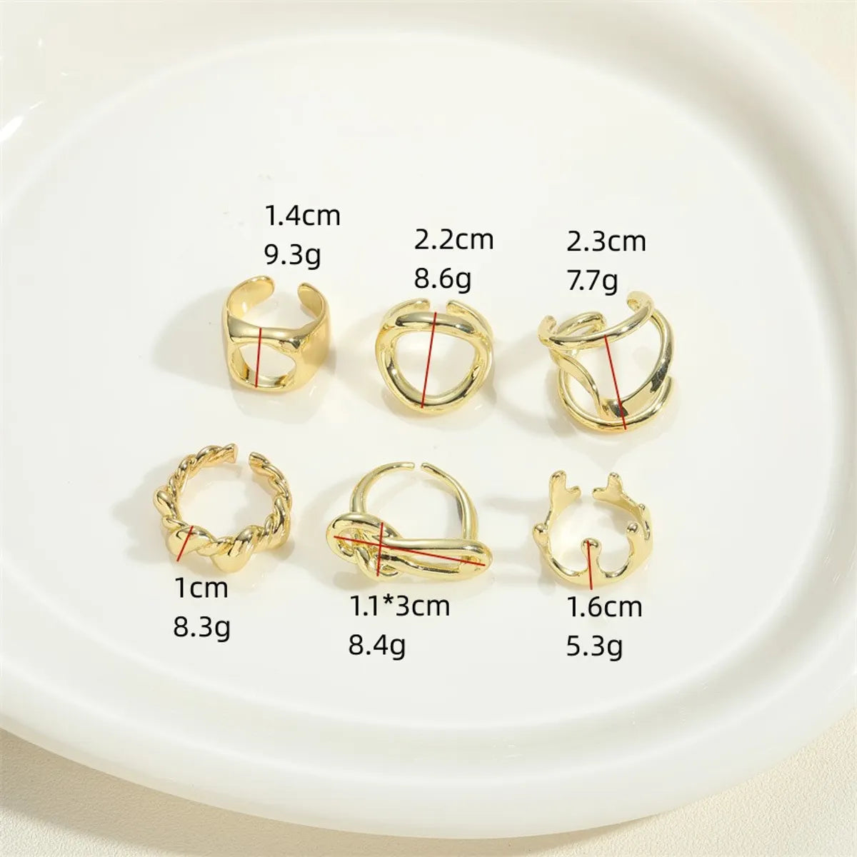 Simple Style Geometric Copper Plating 14k Gold Plated Open Rings