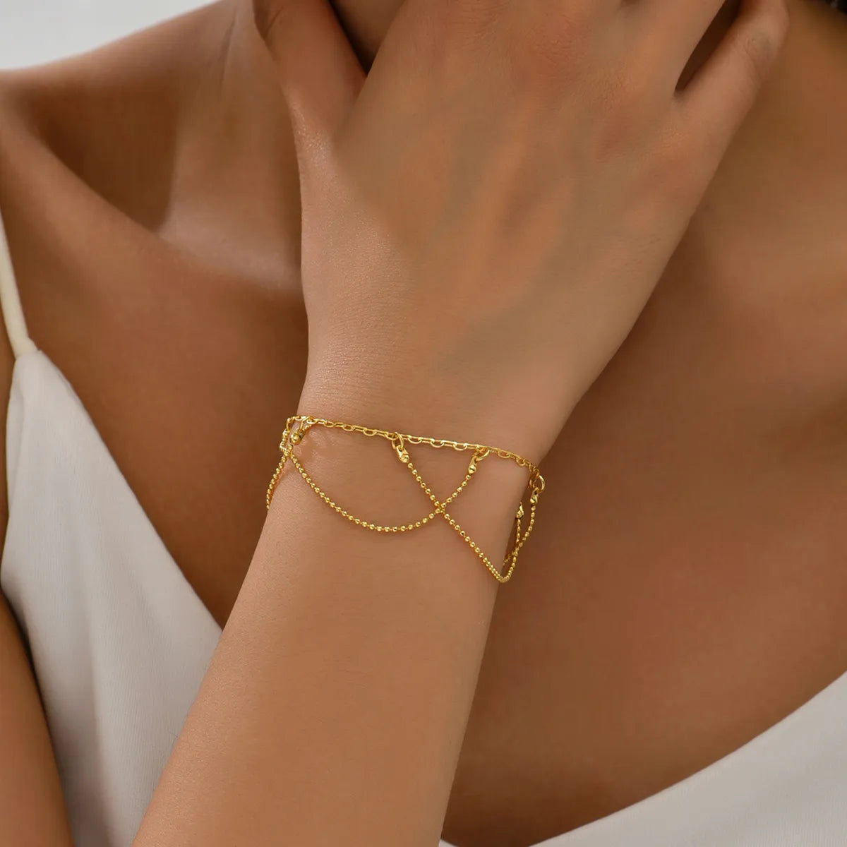 Simple Style Geometric Copper Plating 18k Gold Plated Bracelets