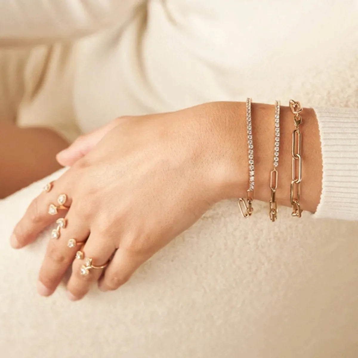 Simple Style Geometric Copper Plating Bracelets