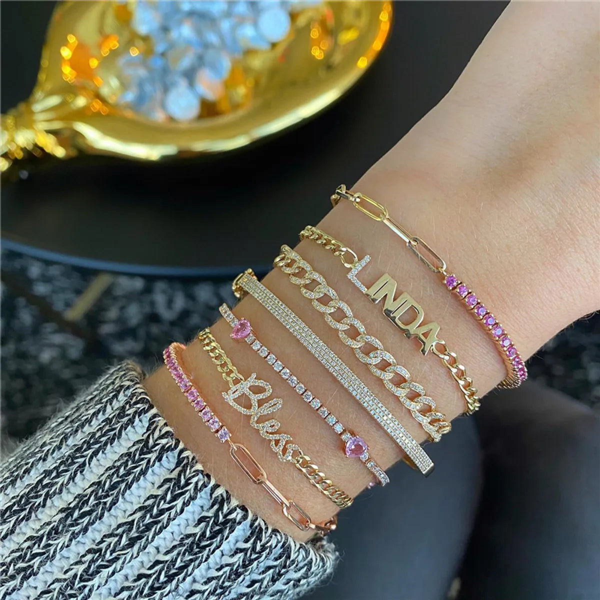 Simple Style Geometric Copper Plating Bracelets