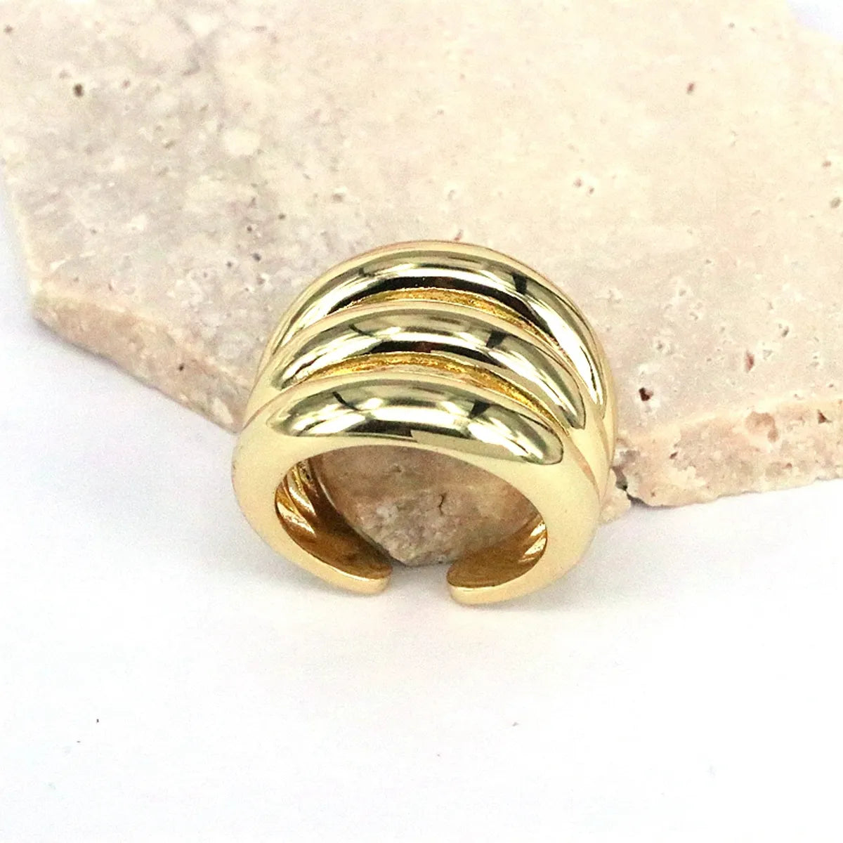 Simple Style Geometric Copper Plating Gold Plated Open Rings