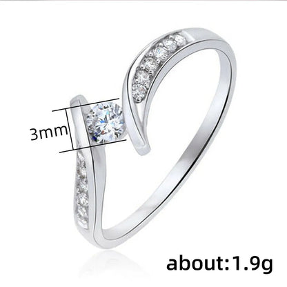 Simple Style Geometric Copper Rings Plating Inlay Zircon Copper Rings