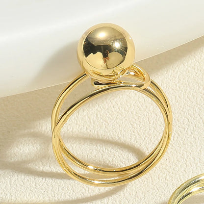 Simple Style Geometric Copper Twist 14k Gold Plated Open Rings