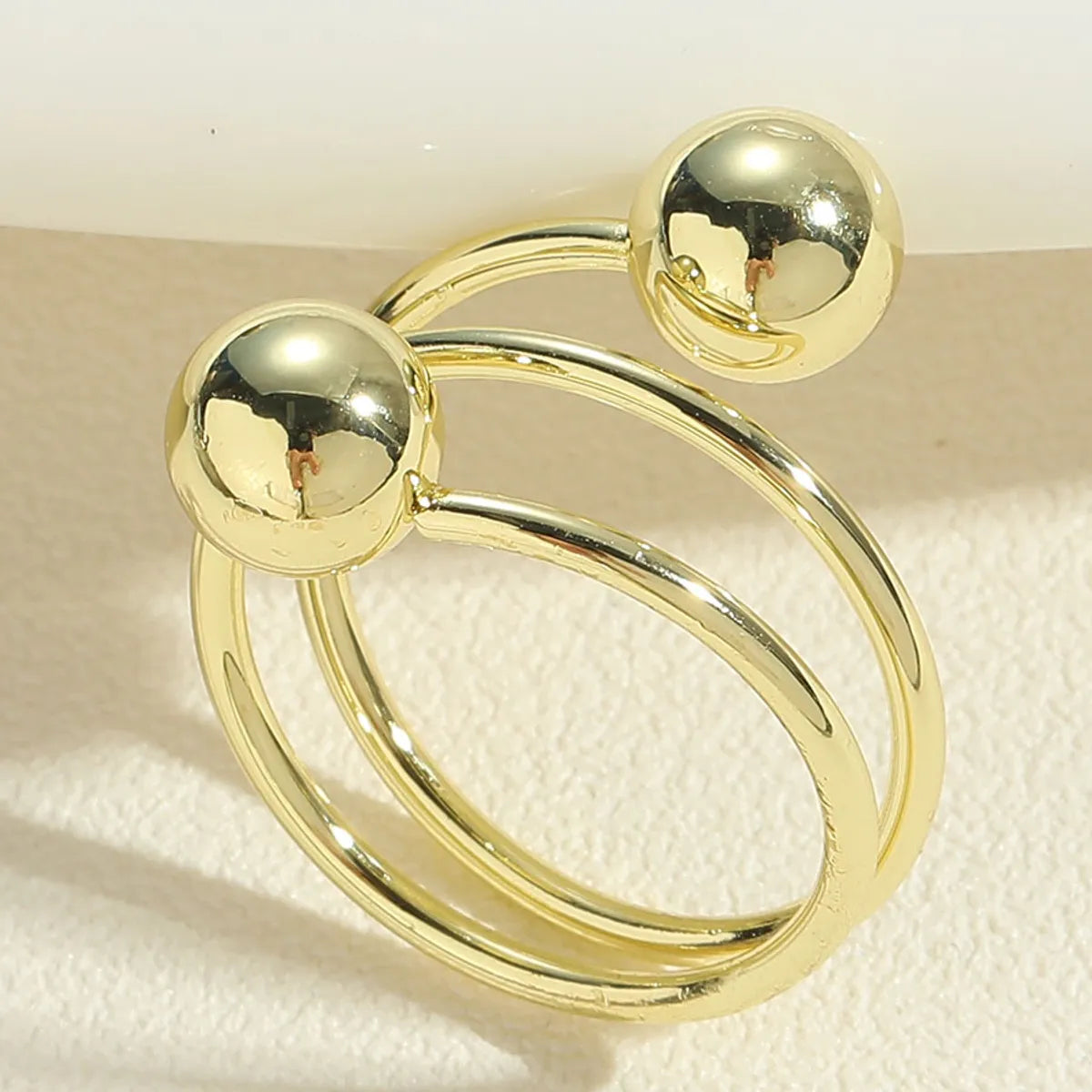 Simple Style Geometric Copper Twist 14k Gold Plated Open Rings