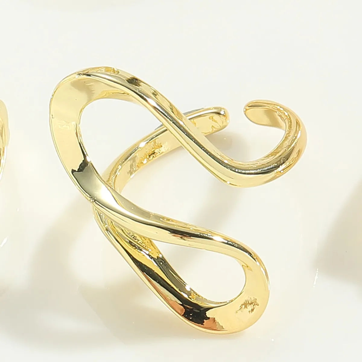 Simple Style Geometric Copper Twist 14k Gold Plated Open Rings