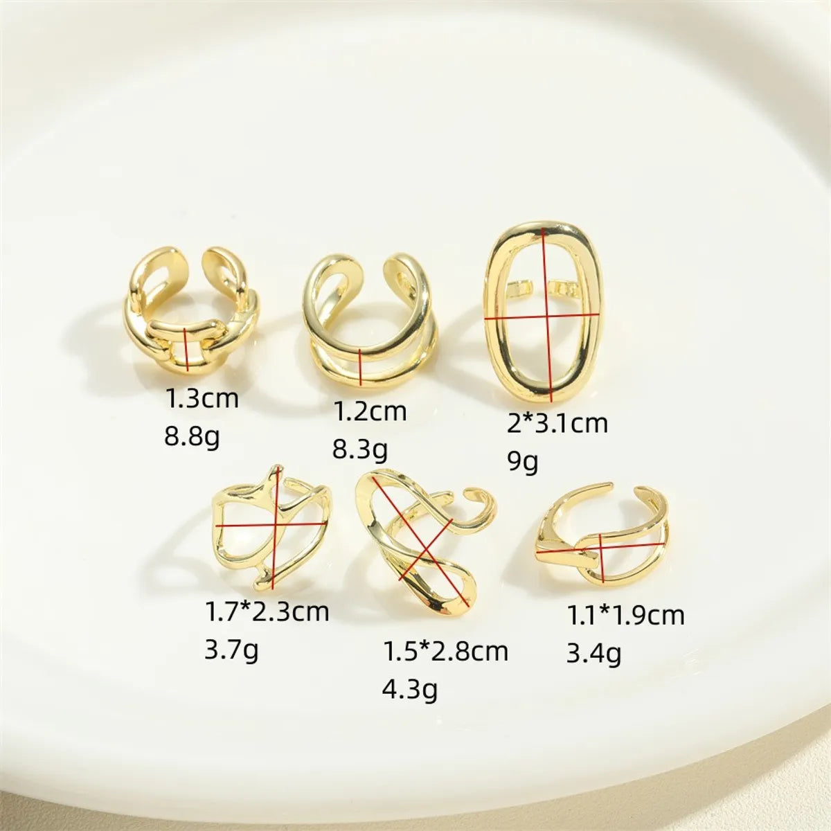 Simple Style Geometric Copper Twist 14k Gold Plated Open Rings