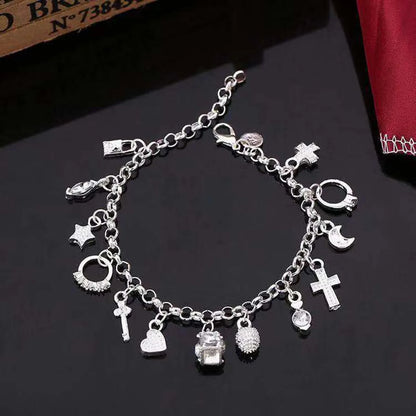 Simple Style Geometric Cross Metal Inlay Artificial Gemstones Women's Bracelets