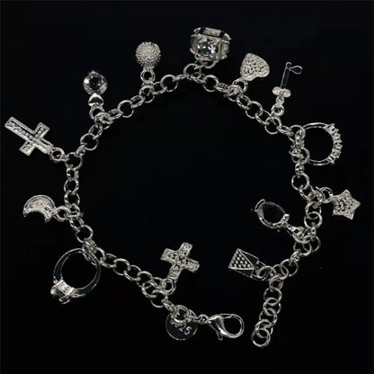 Simple Style Geometric Cross Metal Inlay Artificial Gemstones Women's Bracelets