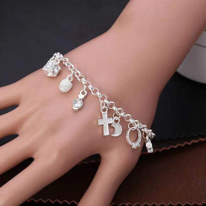 Simple Style Geometric Cross Metal Inlay Artificial Gemstones Women's Bracelets