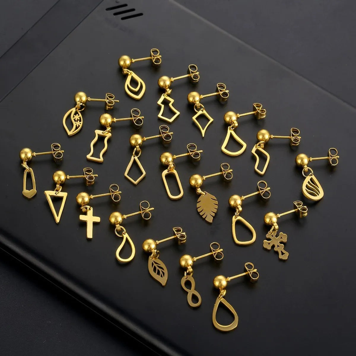 Simple Style Geometric Cross Stainless Steel Asymmetrical Dangling Earrings 1 Piece