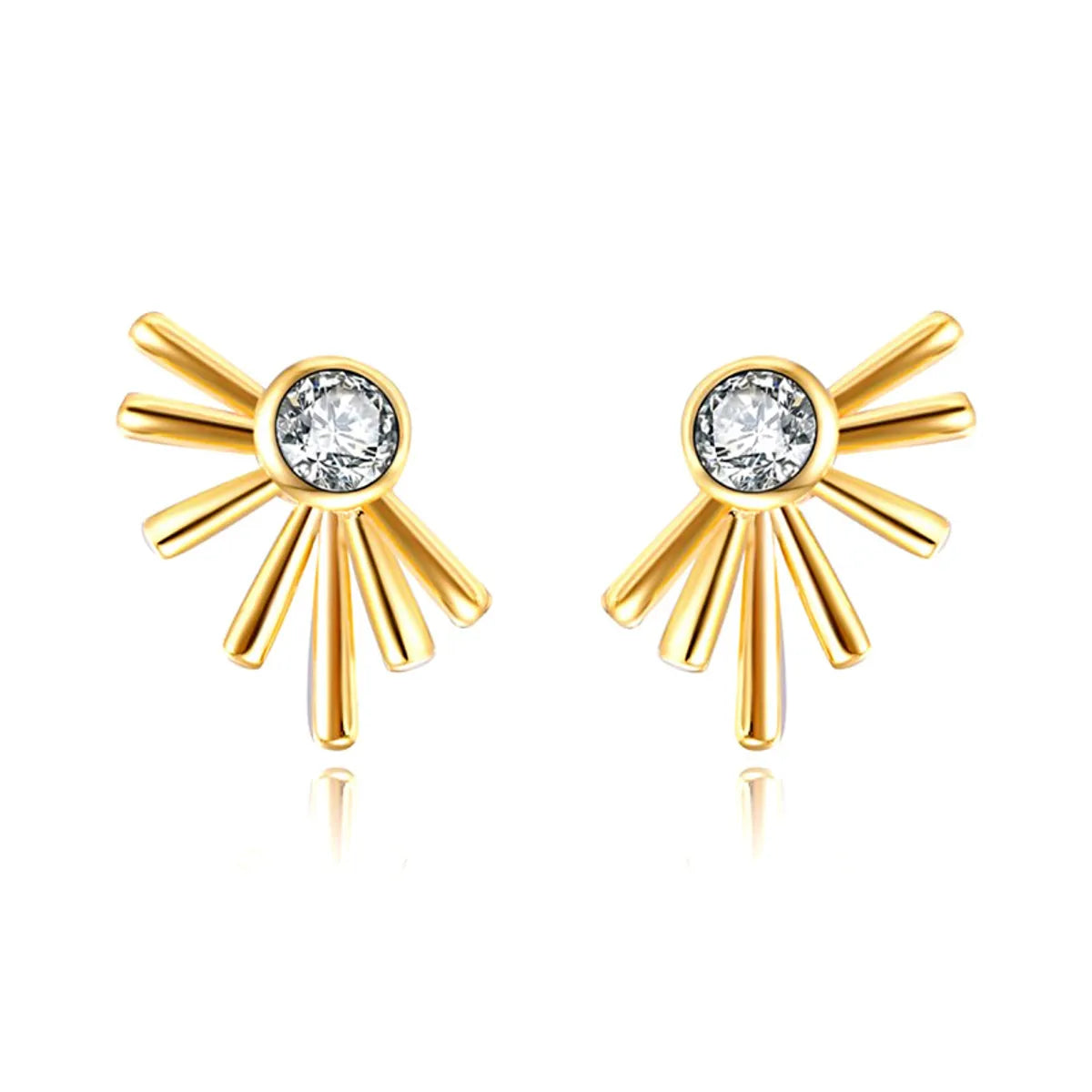 Simple Style Geometric Eye Copper Ear Studs Gold Plated Zircon Copper Earrings