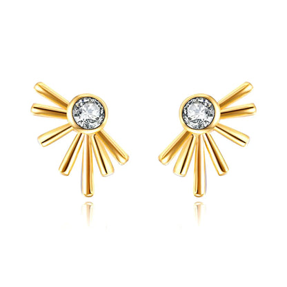 Simple Style Geometric Eye Copper Ear Studs Gold Plated Zircon Copper Earrings