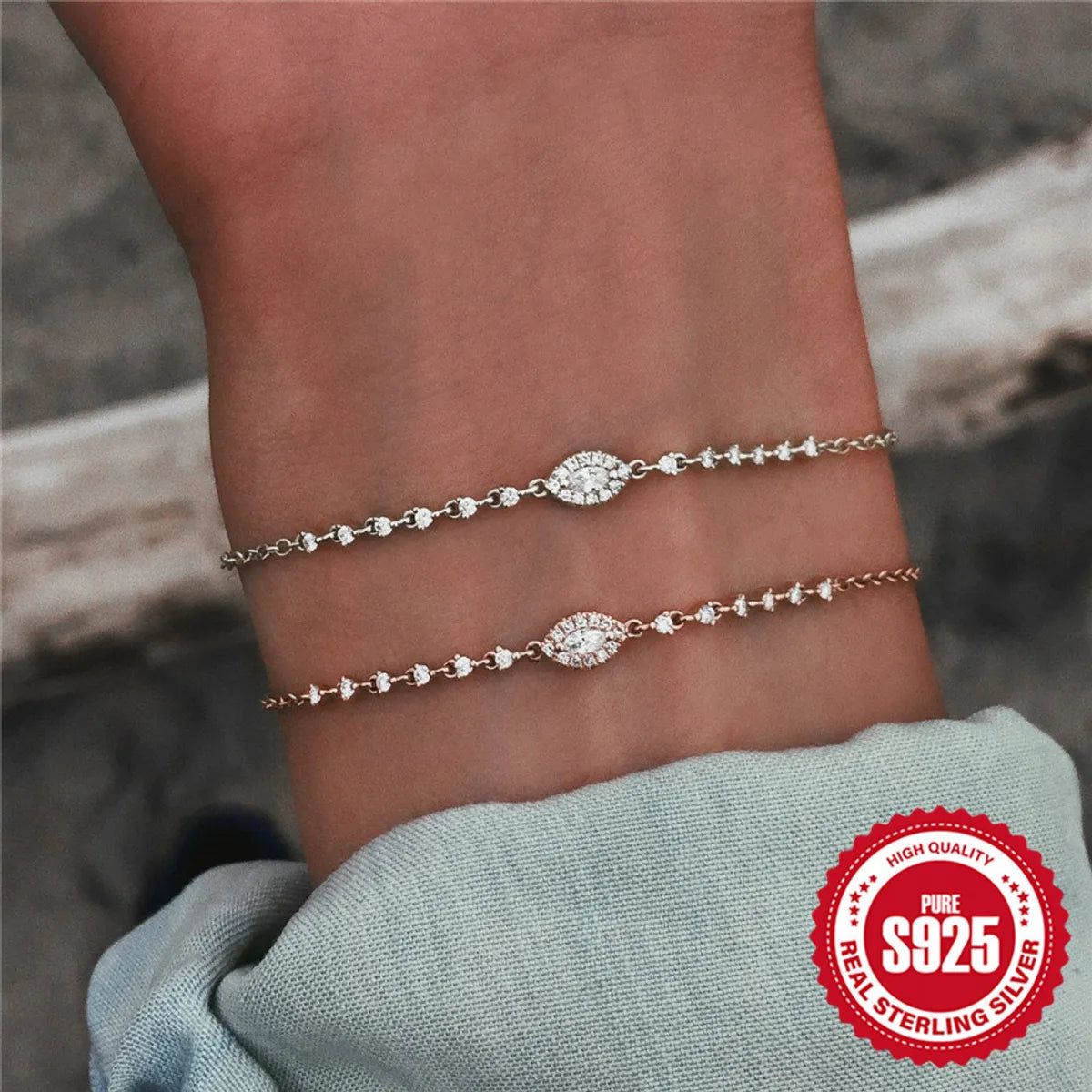 Simple Style Geometric Eye Sterling Silver Plating Bracelets