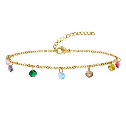 Wholesale Jewelry Simple Style Geometric Stainless Steel Zircon Gold Plated Plating Inlay Anklet