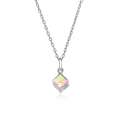 Simple Style Geometric Gradient Color Austrian Crystal Sterling Silver Pendant Necklace 1 Piece