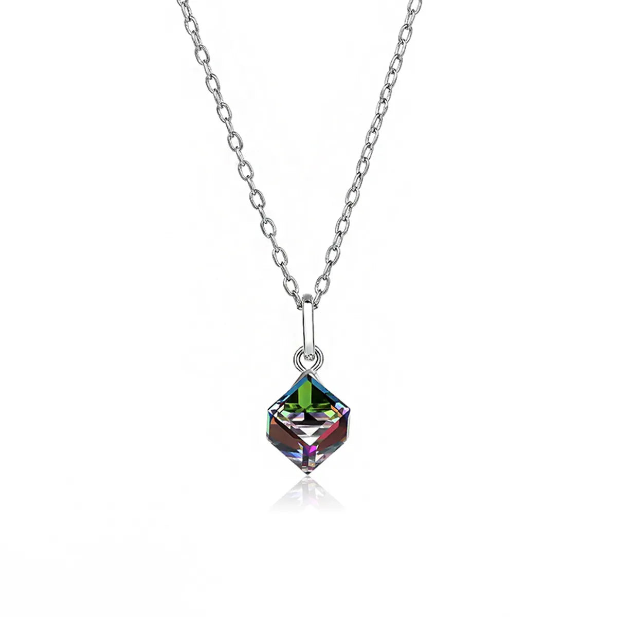 Simple Style Geometric Gradient Color Austrian Crystal Sterling Silver Pendant Necklace 1 Piece