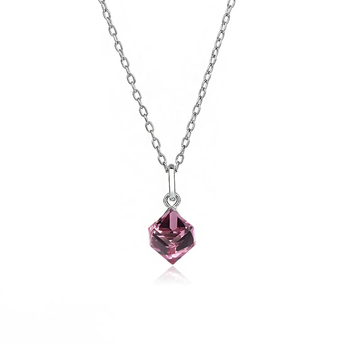 Simple Style Geometric Gradient Color Austrian Crystal Sterling Silver Pendant Necklace 1 Piece