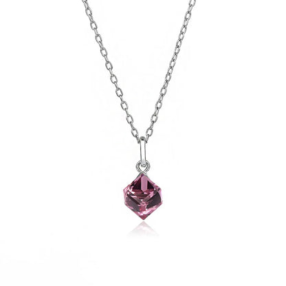 Simple Style Geometric Gradient Color Austrian Crystal Sterling Silver Pendant Necklace 1 Piece