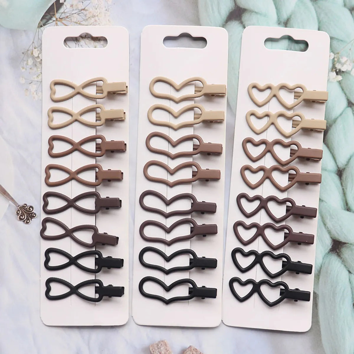 Simple Style Geometric Heart Shape Bow Knot Metal Hair Clip