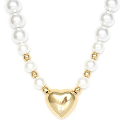 Simple Style Geometric Heart Shape Bow Knot Zircon Imitation Pearl Copper Wholesale Necklace