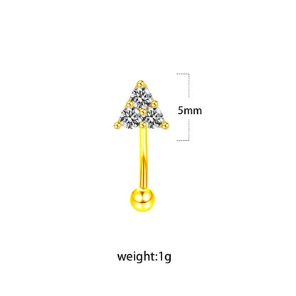 Simple Style Geometric Heart Shape Floral Stainless Steel Copper Plating Inlay Rhinestones Zircon White Gold Plated Gold Plated Eyebrow Nails