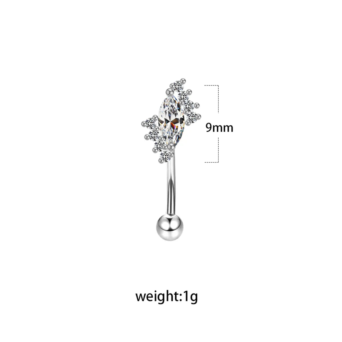 Simple Style Geometric Heart Shape Floral Stainless Steel Copper Plating Inlay Rhinestones Zircon White Gold Plated Gold Plated Eyebrow Nails