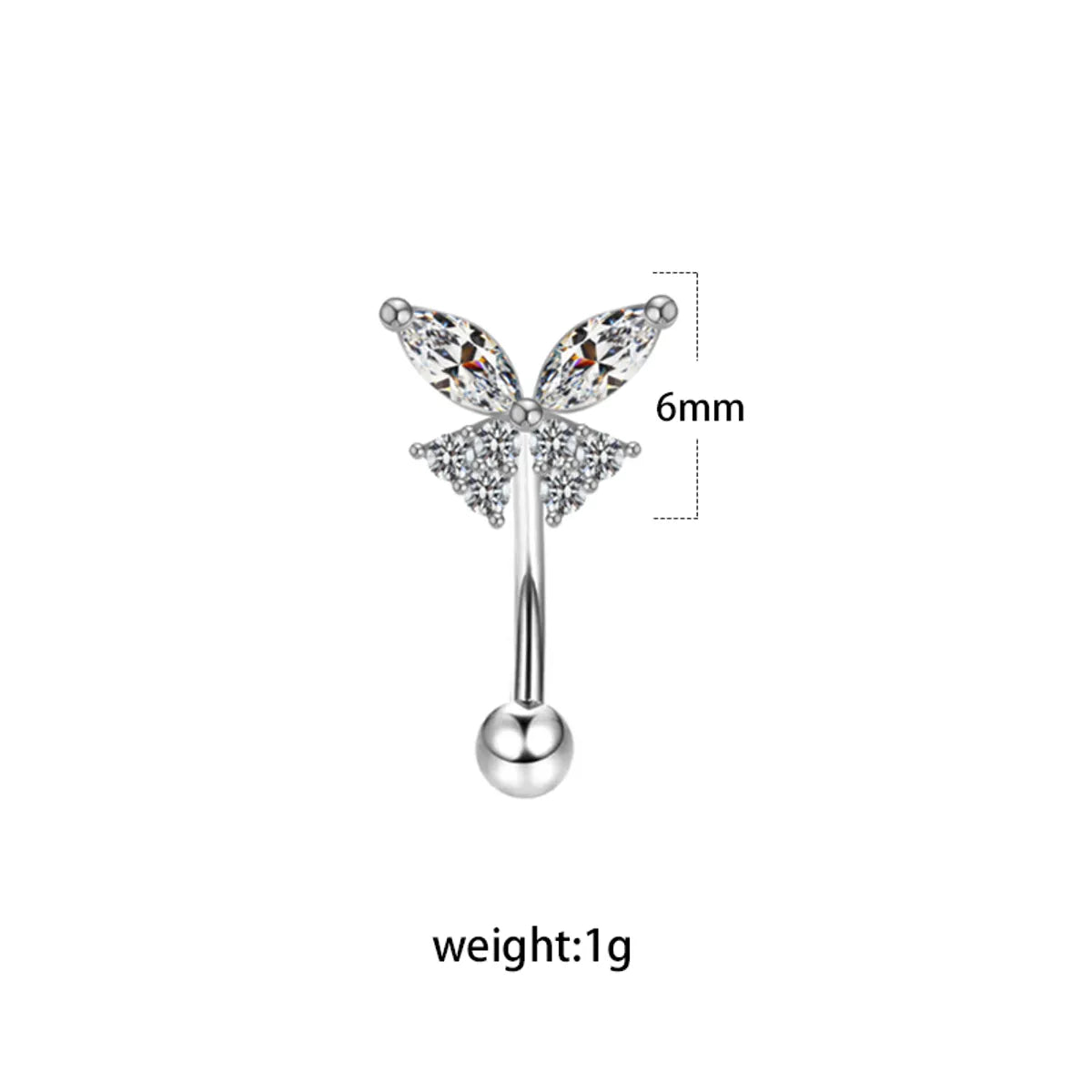 Simple Style Geometric Heart Shape Floral Stainless Steel Copper Plating Inlay Rhinestones Zircon White Gold Plated Gold Plated Eyebrow Nails