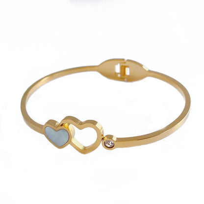 Simple Style Geometric Heart Shape Titanium Steel Plating Bangle