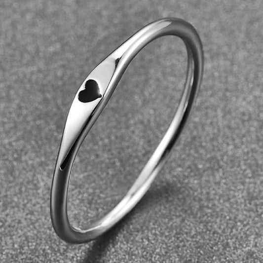 Simple Style Geometric Heart Shape Titanium Steel Plating Rings