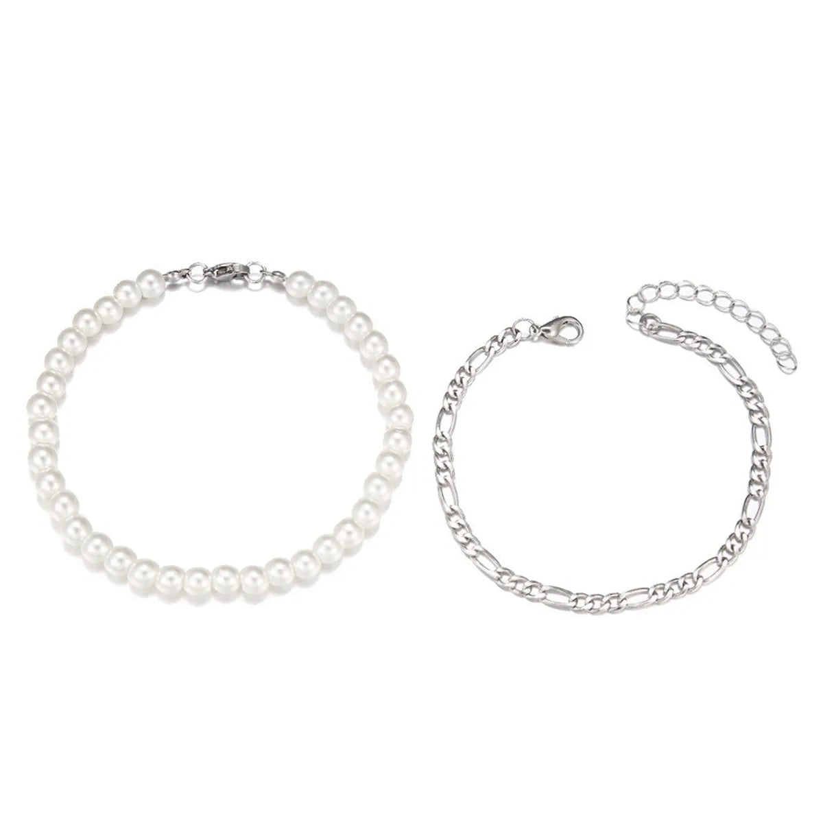 Simple Style Geometric Imitation Pearl Alloy Wholesale Bracelets