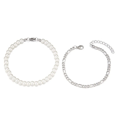 Simple Style Geometric Imitation Pearl Alloy Wholesale Bracelets