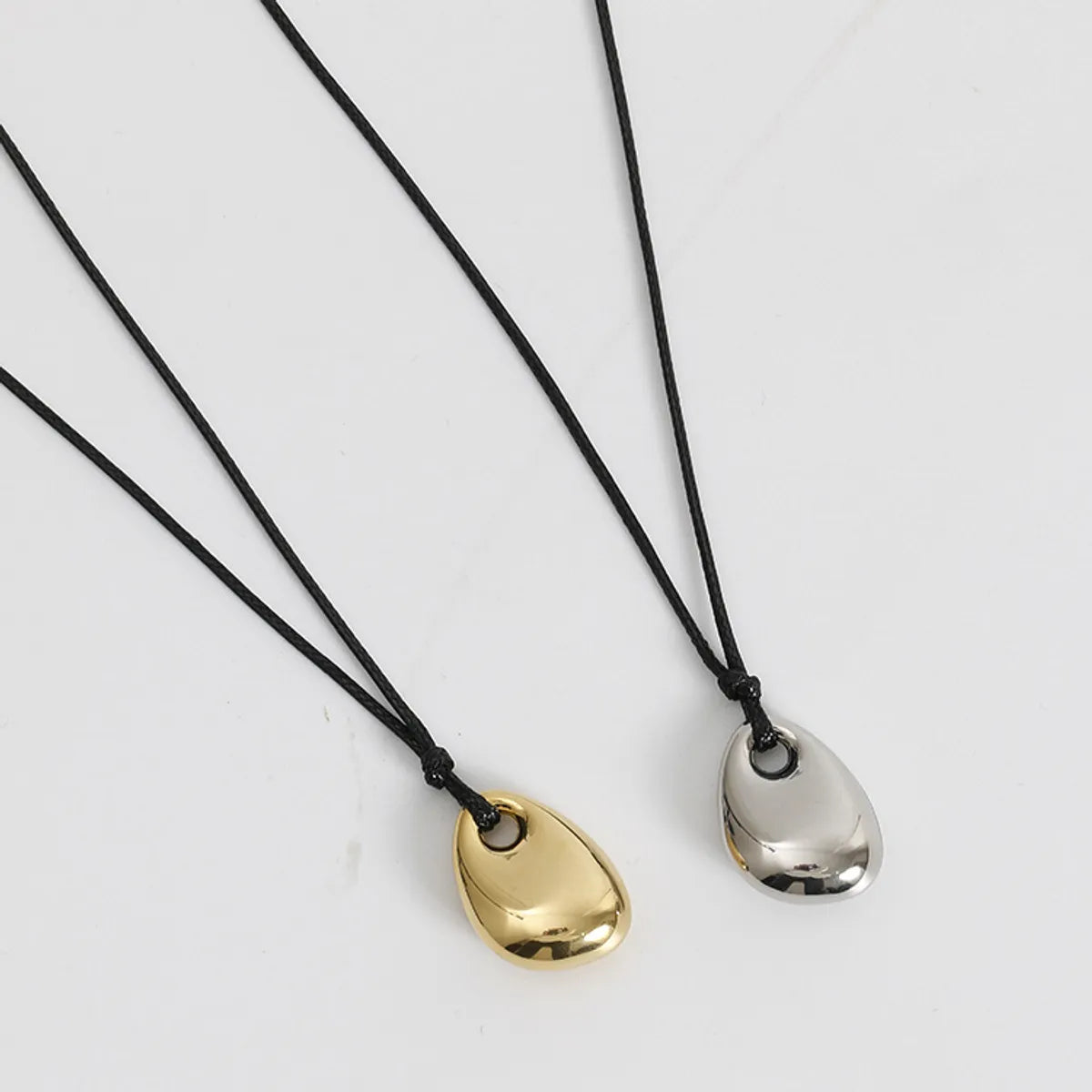 Simple Style Geometric Leather Rope Titanium Steel Plating Pendant Necklace