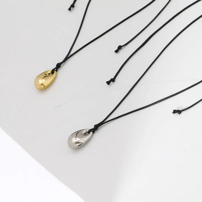 Simple Style Geometric Leather Rope Titanium Steel Plating Pendant Necklace