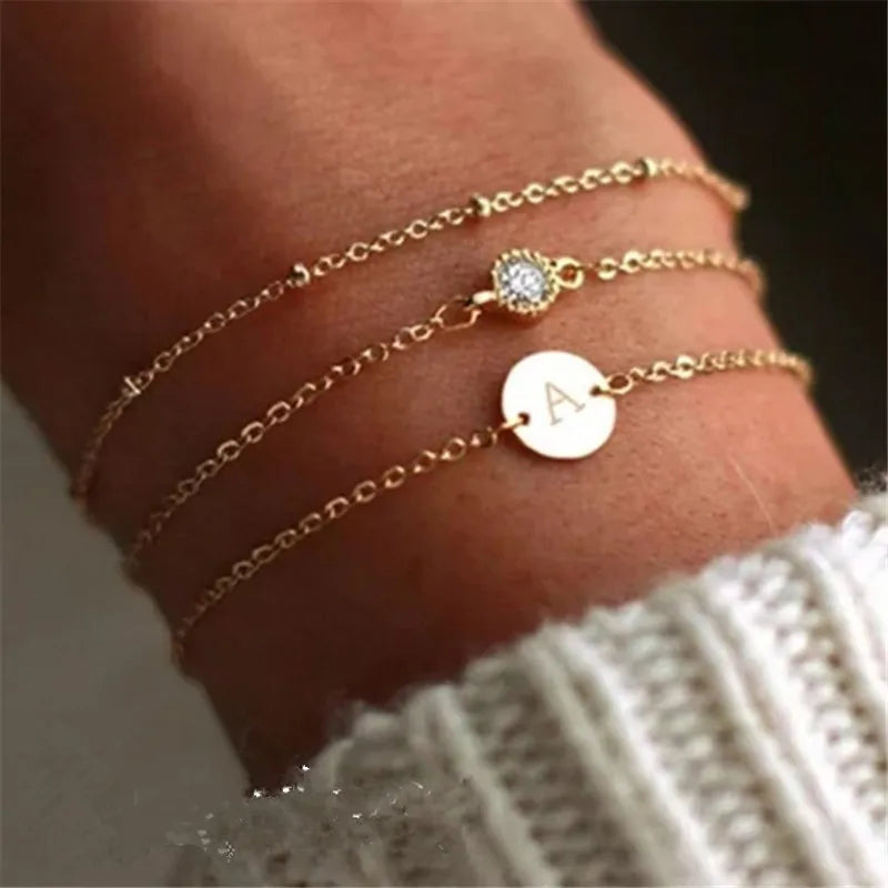 Simple Style Geometric Letter Alloy Wholesale Bracelets