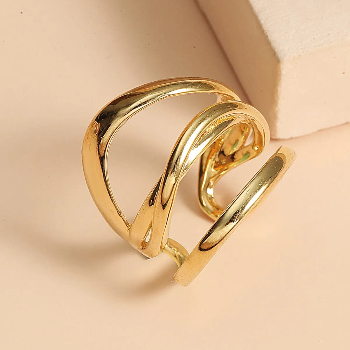 Simple Style Geometric Lines Alloy Women's Open Rings