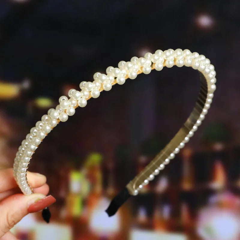 Simple Style Geometric Metal Plating Artificial Pearls Hair Band 1 Piece