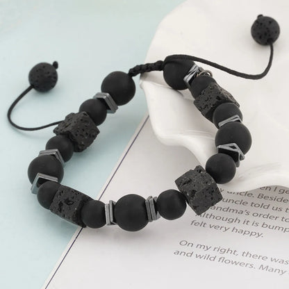 Simple Style Geometric Natural Stone Drawstring Bracelets In Bulk