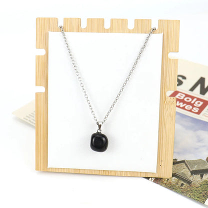 Simple Style Geometric Natural Stone Ferroalloy Knitting Pendant Necklace