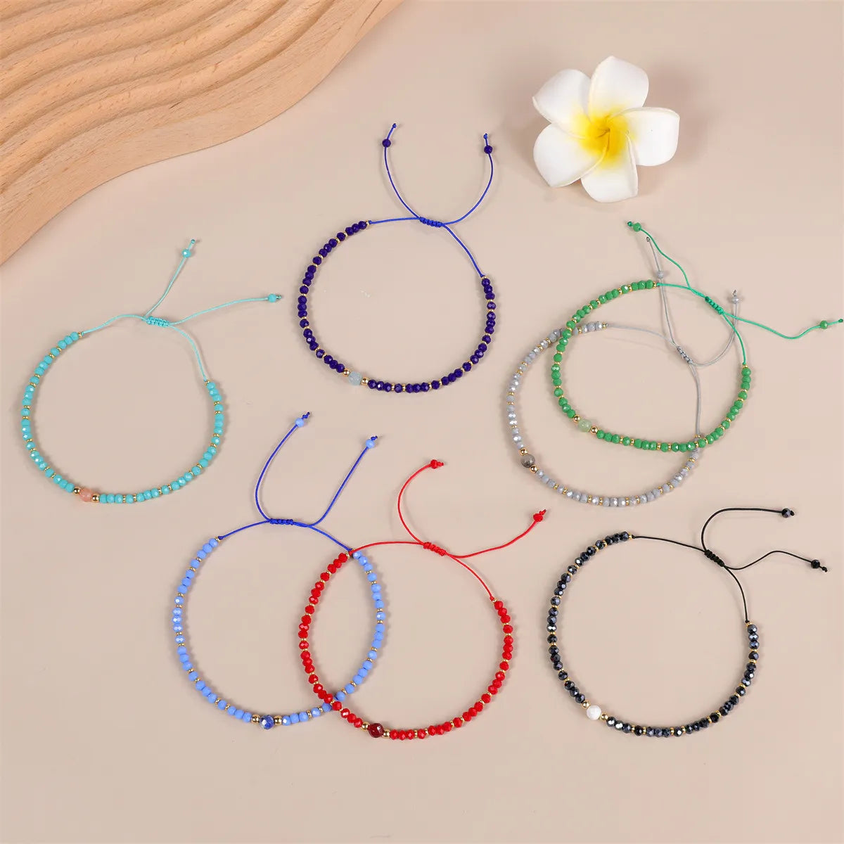 Simple Style Geometric Natural Stone Knitting Drawstring Bracelets