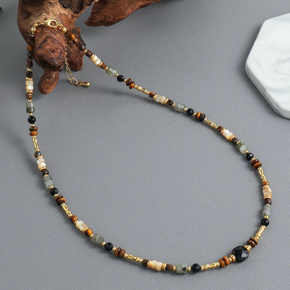 Simple Style Geometric Natural Stone Shell Copper Irregular Beaded Handmade Necklace