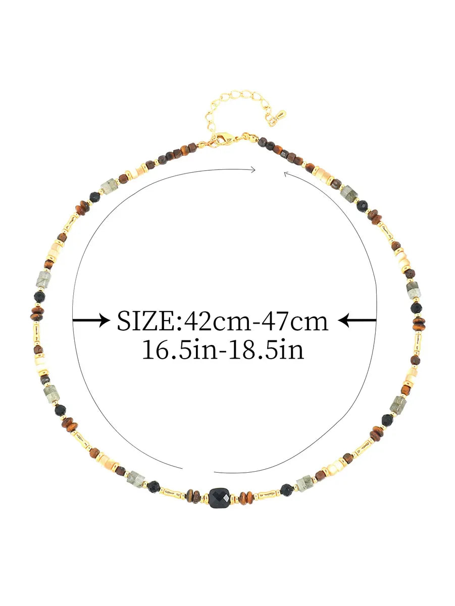 Simple Style Geometric Natural Stone Shell Copper Irregular Beaded Handmade Necklace