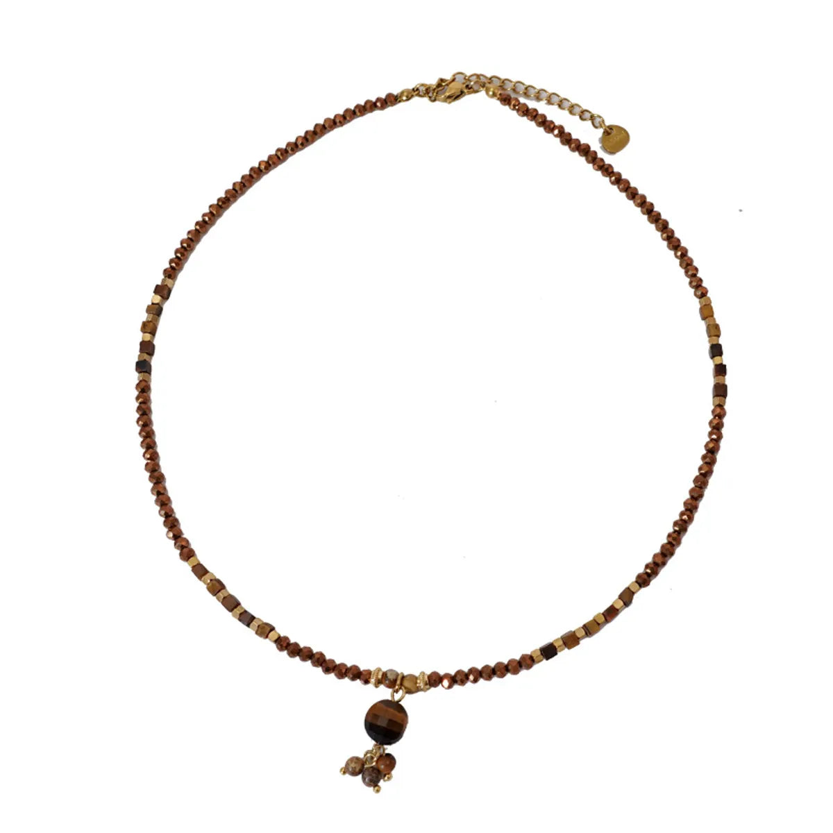 Simple Style Geometric Natural Stone Tiger Eye Pendant Necklace In Bulk